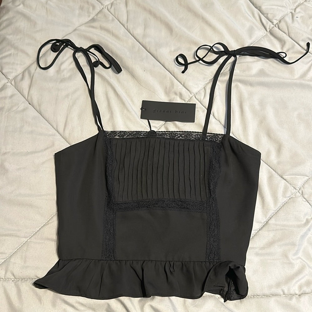 GIANNI BINI silk black crop top